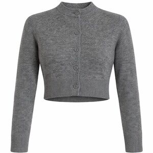 Charcoal Gray Cropped Button Cardigan